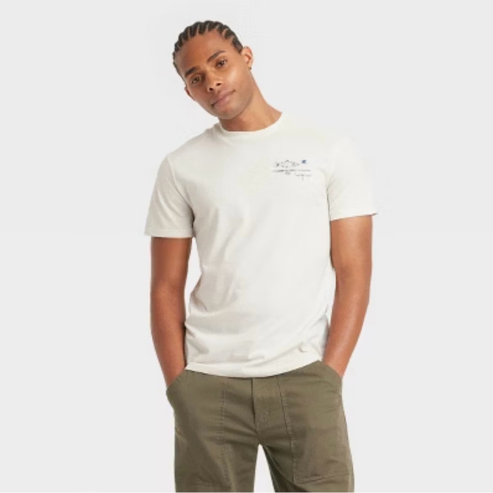 NWT Goodfellow & Co Cream Short Sleeve Tee - Picture 3 of 7